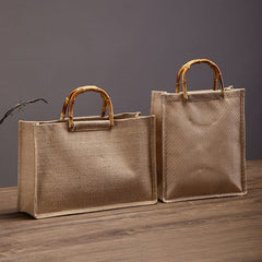 Boho Bag, Linen Jute Basket Bag, Mango