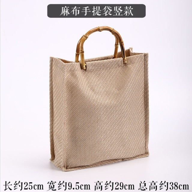 Boho Bag, Linen Jute Basket Bag, Mango