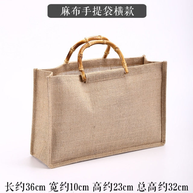 Boho Bag, Linen Jute Basket Bag, Mango