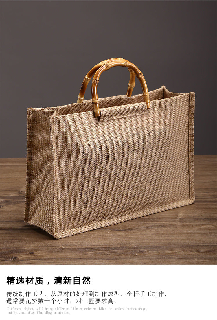 Boho Bag, Linen Jute Basket Bag, Mango