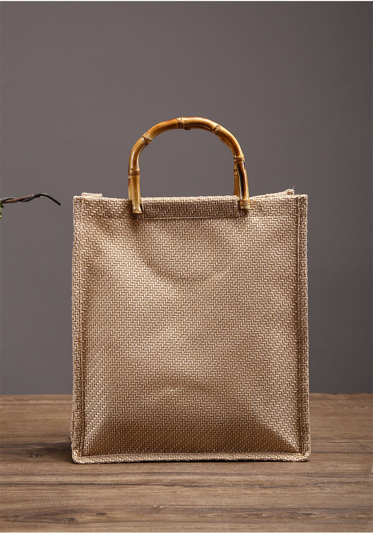 Boho Bag, Linen Jute Basket Bag, Mango