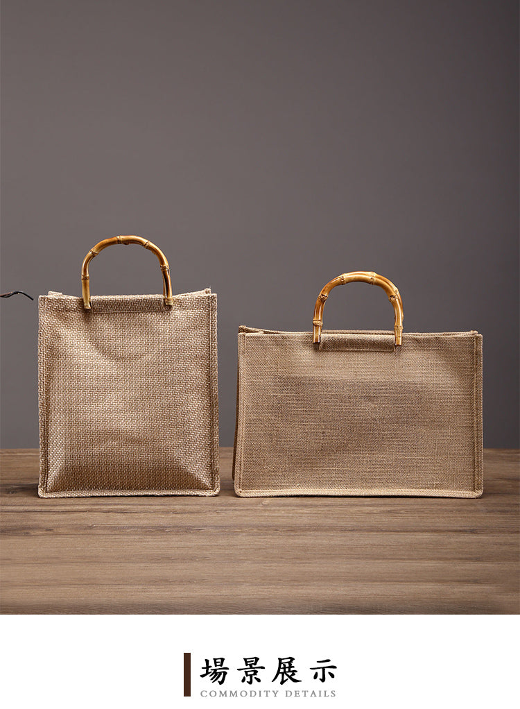 Boho Bag, Linen Jute Basket Bag, Mango