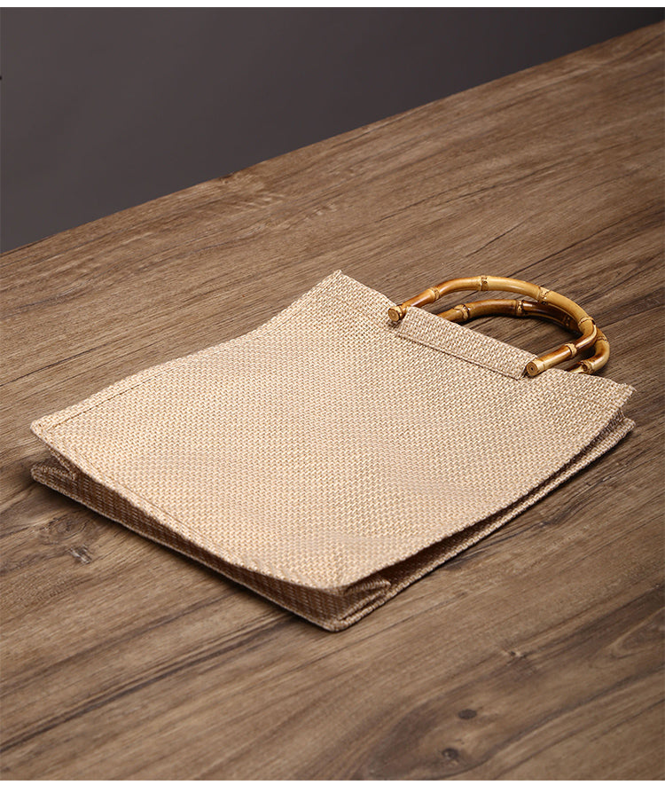 Boho Bag, Linen Jute Basket Bag, Mango