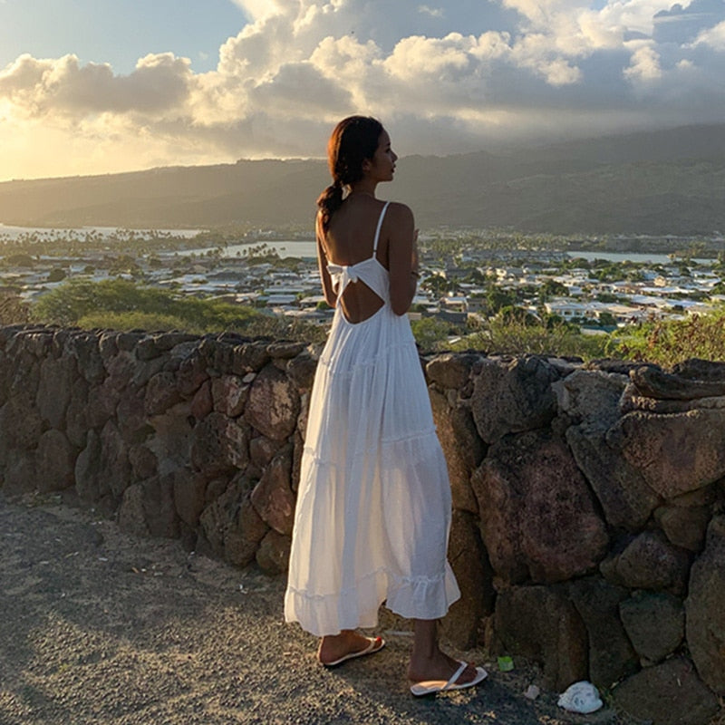 Boho Maxi Dress, Beach Dress, White Triana