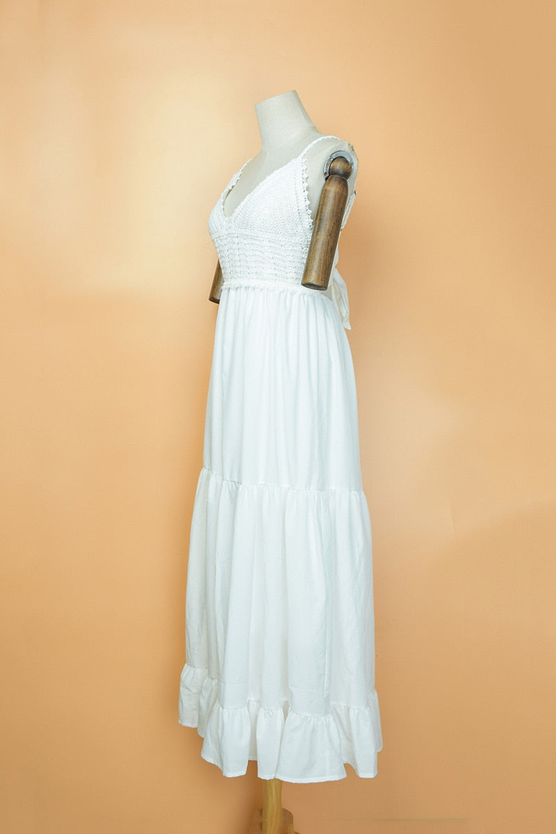 Boho Maxi Dress, Beach Dress, White Triana