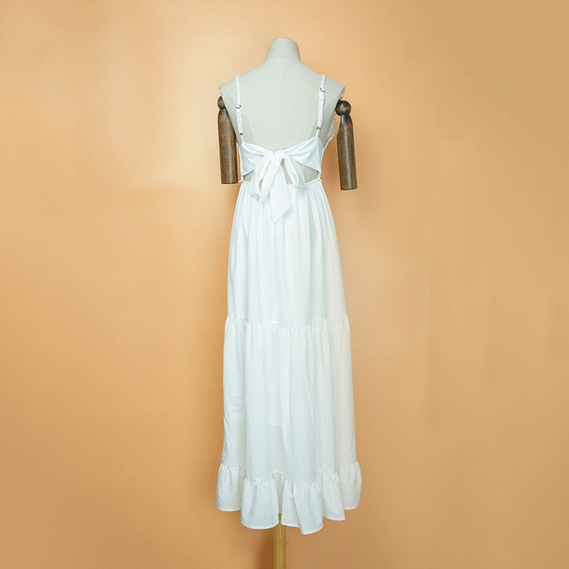 Boho Maxi Dress, Beach Dress, White Triana