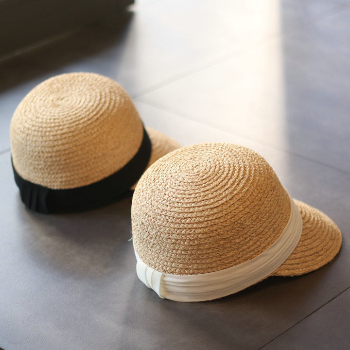 Boho Hat, Sun Hat, Beach Hat, Straw Hat, Baseball Cap, Black and White Ribbon