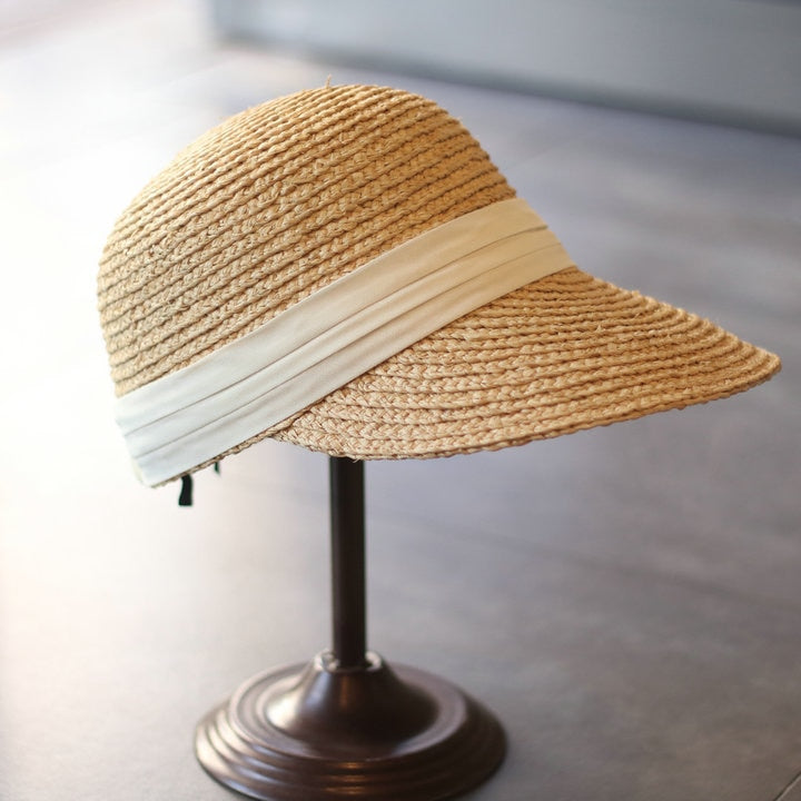 Boho Hat, Sun Hat, Beach Hat, Straw Hat, Baseball Cap, Black and White Ribbon