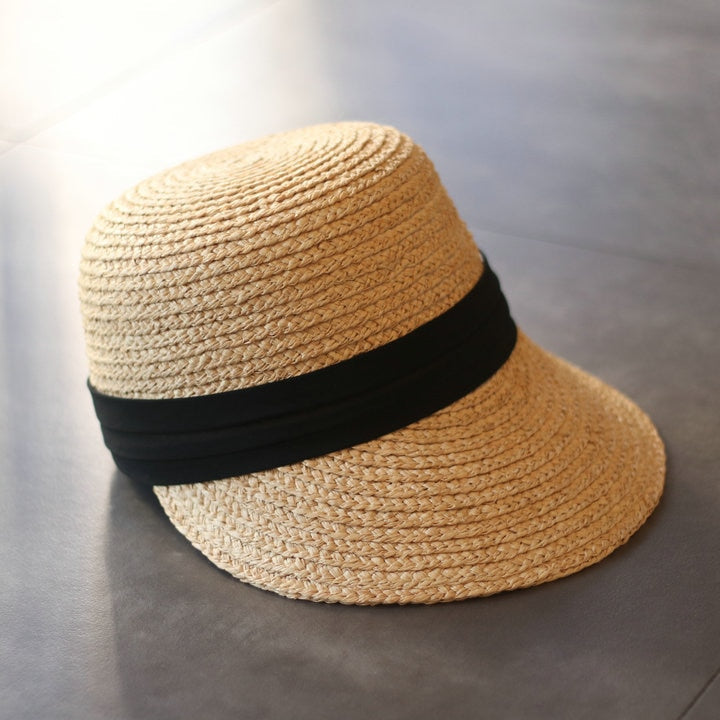 Boho Hat, Sun Hat, Beach Hat, Straw Hat, Baseball Cap, Black and White Ribbon