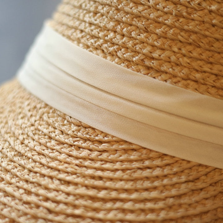 Boho Hat, Sun Hat, Beach Hat, Straw Hat, Baseball Cap, Black and White Ribbon