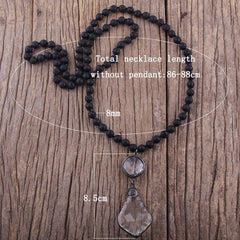 Boho Necklace, RH Antique Brass Lava Stone Glass