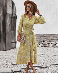 Boho Midi Dress, Autumn Dress, Claire in Yellow