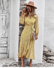 Boho Midi Dress, Autumn Dress, Claire in Yellow