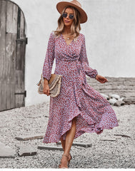 Boho Midi Dress, Autumn Dress, Claire in Red