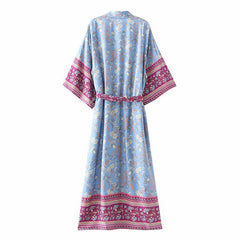 Boho Robe, Kimono Robe,  Beach Cover up, Tayanna Blue Lily of the Nile