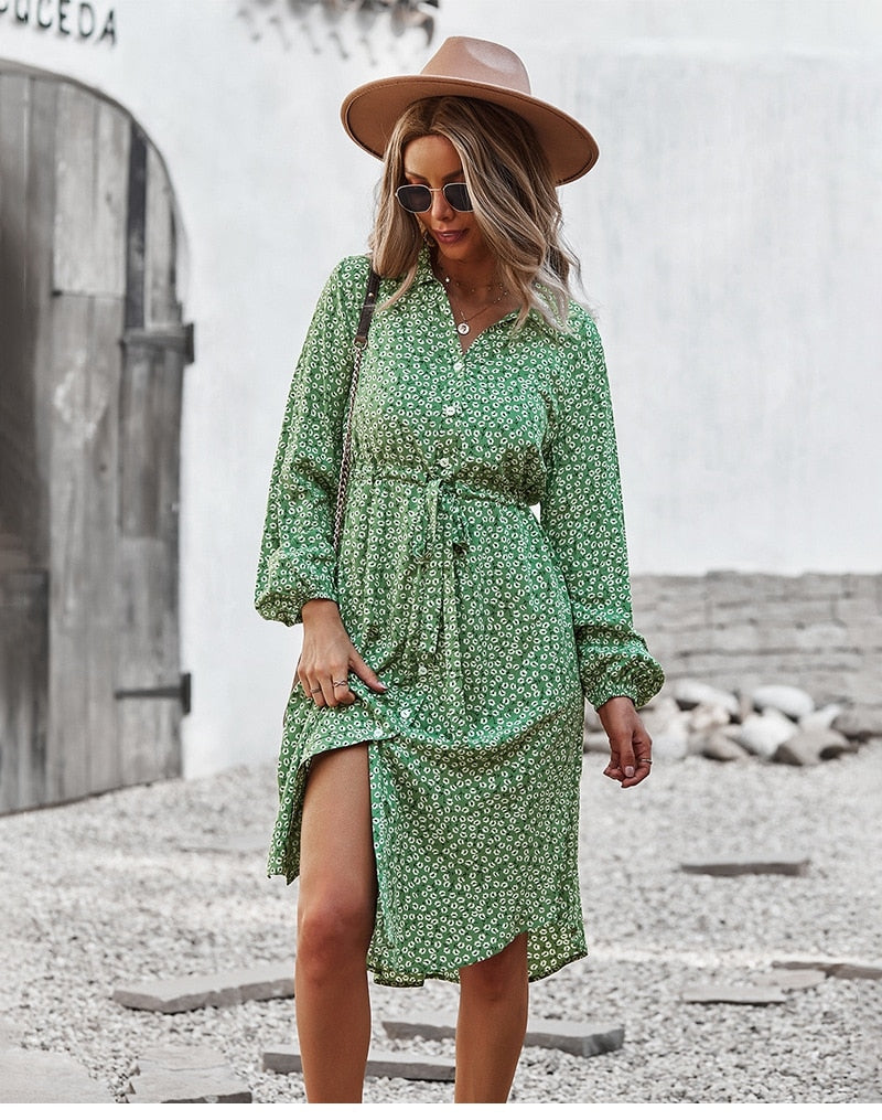Boho Midi Dress, Sundress, Layla Green