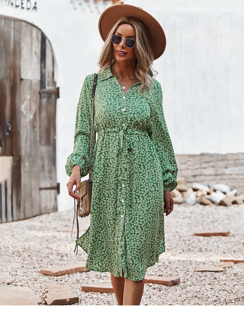 Boho Midi Dress, Sundress, Layla Green