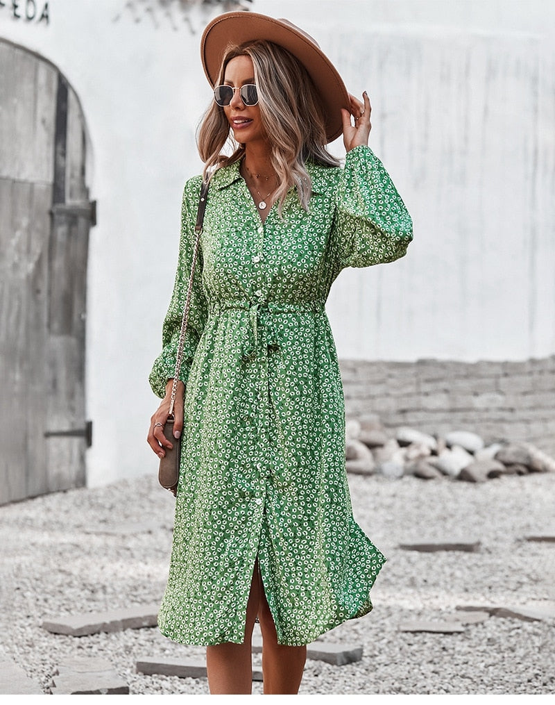 Boho Midi Dress, Sundress, Layla Green
