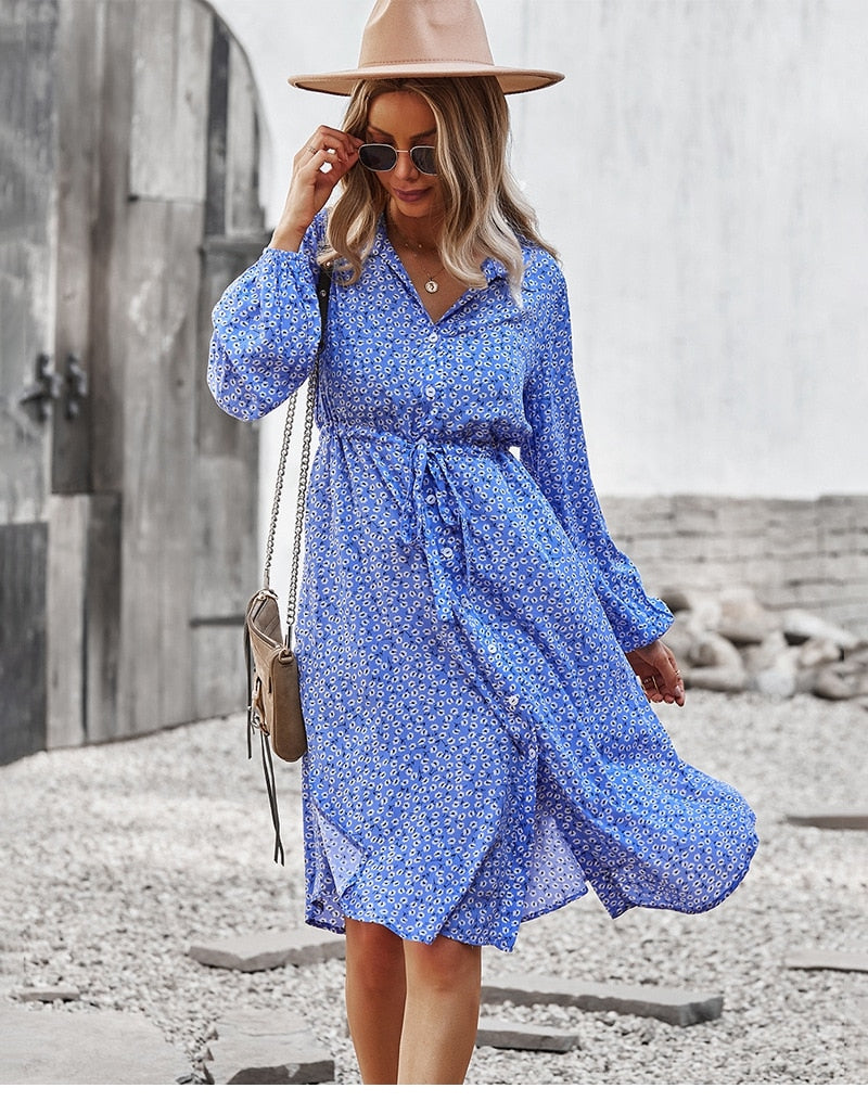 Boho Midi Dress, Sundress, Layla Blue