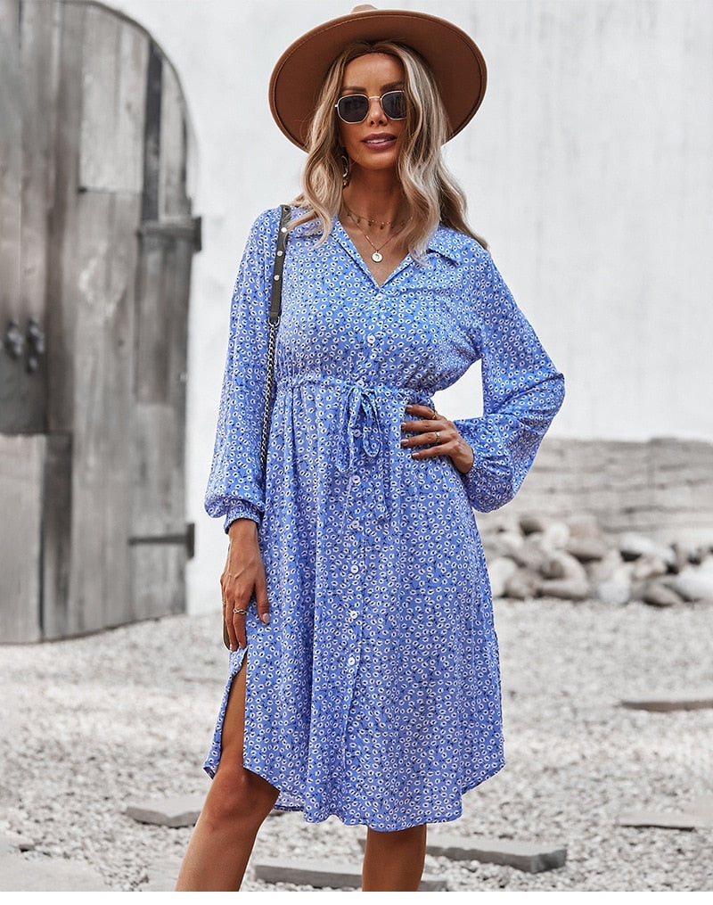 Boho Midi Dress, Sundress, Layla Blue