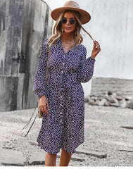 Boho Midi Dress, Layla in Blue