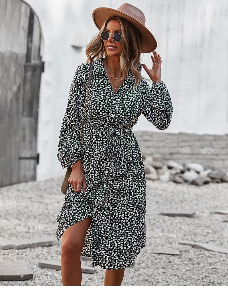 Boho Midi Dress, Sundress, Layla Black
