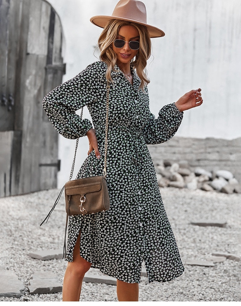 Boho Midi Dress, Sundress, Layla Black
