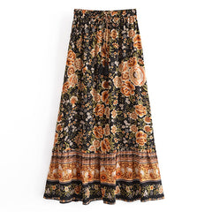 Boho Skirt, Hippie Skirts, Maxi Skirt, Maryam Black Gold Flower