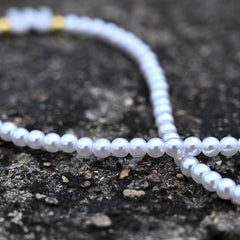 Boho Personalized Custom Necklace, Seed Bead Layered Choker, White  Pearl Letter Name