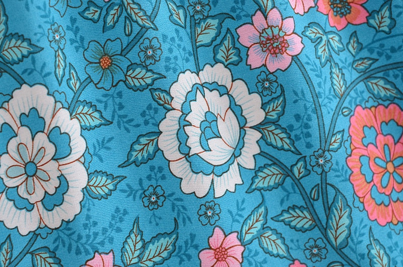 Boho Skirt, Hippie Skirts, Maxi Skirt, Verbena Flower in Blue