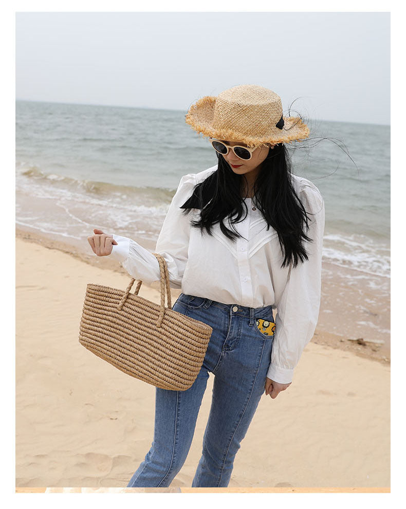 Boho Bag, Woven Straw Basket Bag, Sunday Market