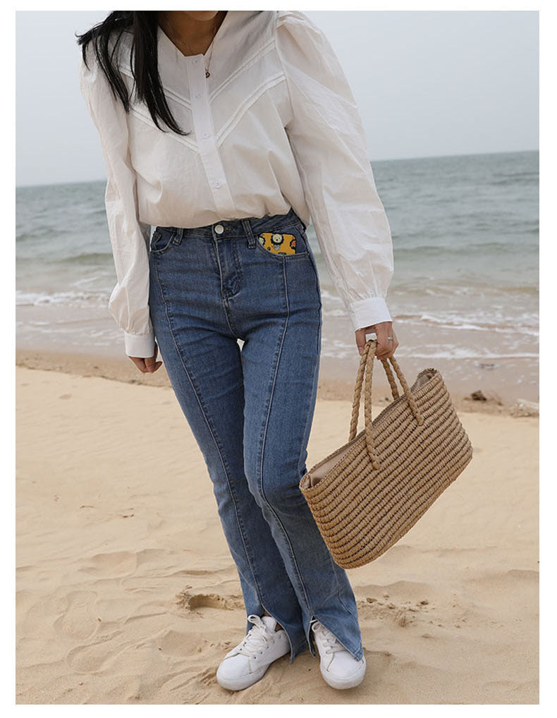 Boho Bag, Woven Straw Basket Bag, Sunday Market