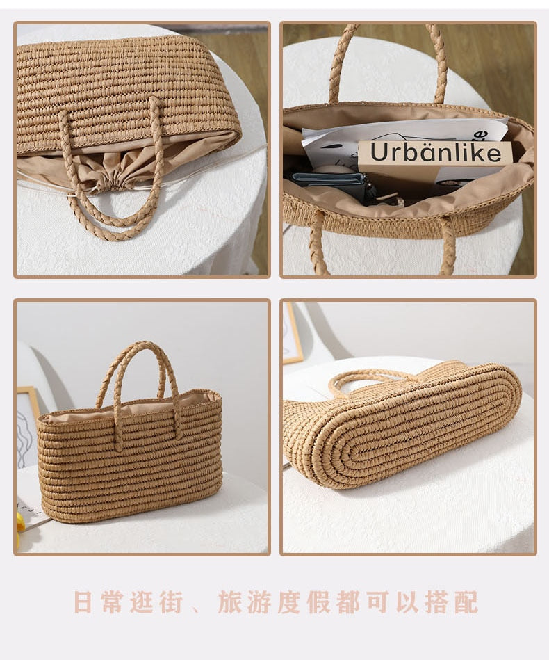 Boho Bag, Woven Straw Basket Bag, Sunday Market