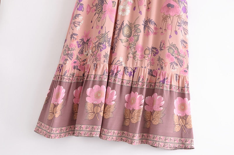 Boho Skirt, Hippie Skirts, Maxi Skirt, Adrienne Flower in Yellow and  Pink
