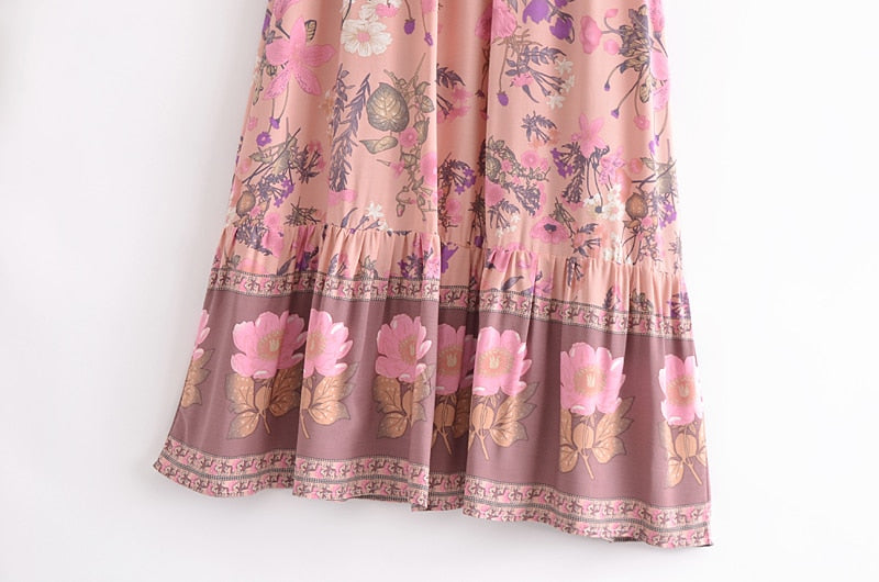 Boho Skirt, Hippie Skirts, Maxi Skirt, Adrienne Flower in Yellow and  Pink