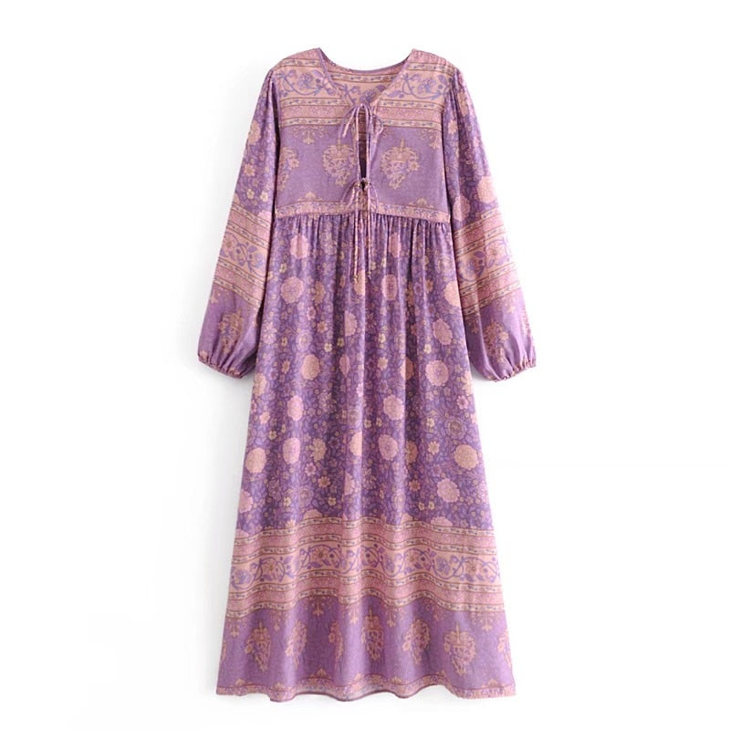 Gown Dress, Boho Maxi Dress, Loose Dress, Purple Anna Wild Rose