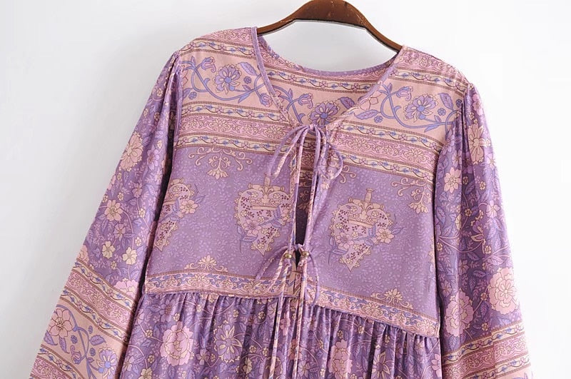 Gown Dress, Boho Maxi Dress, Loose Dress, Purple Anna Wild Rose