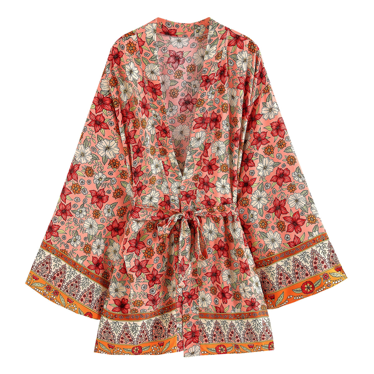 Boho Robe, Kimono Robe,  Beach Cover up, Short Robe, Sunshine Blossom