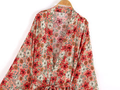 Boho Robe, Kimono Robe,  Beach Cover up, Short Robe, Sunshine Blossom