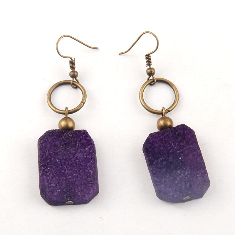 Boho Earrings, RH Dangle Earrings, Druzy Ice