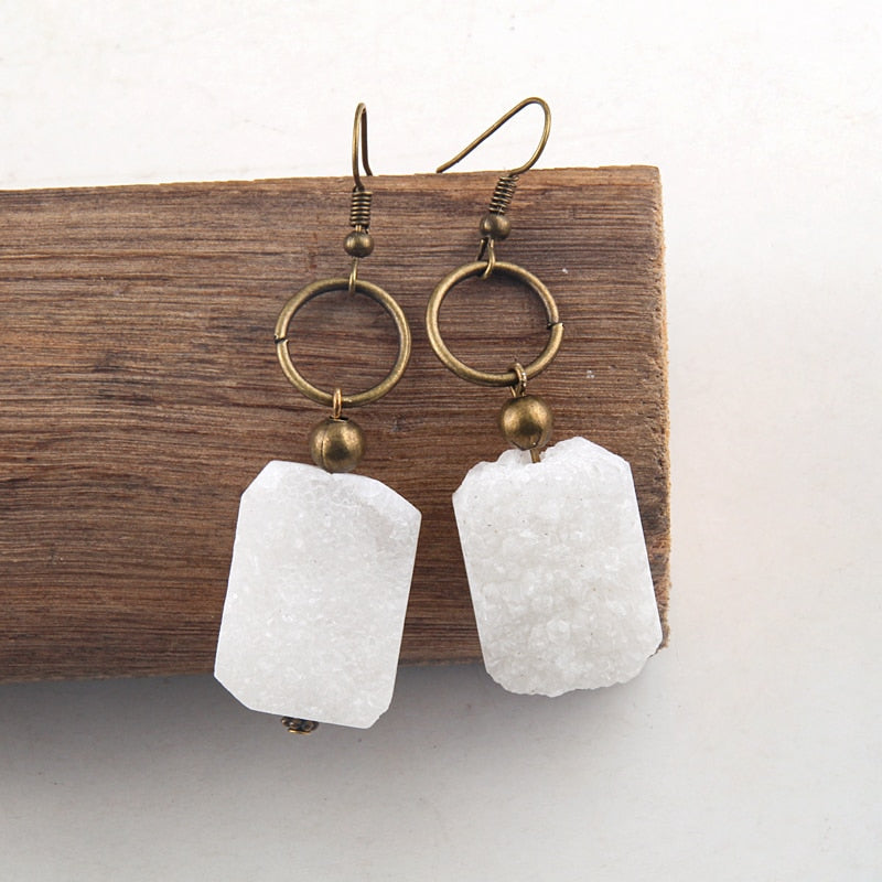 Boho Earrings, RH Dangle Earrings, Druzy Ice
