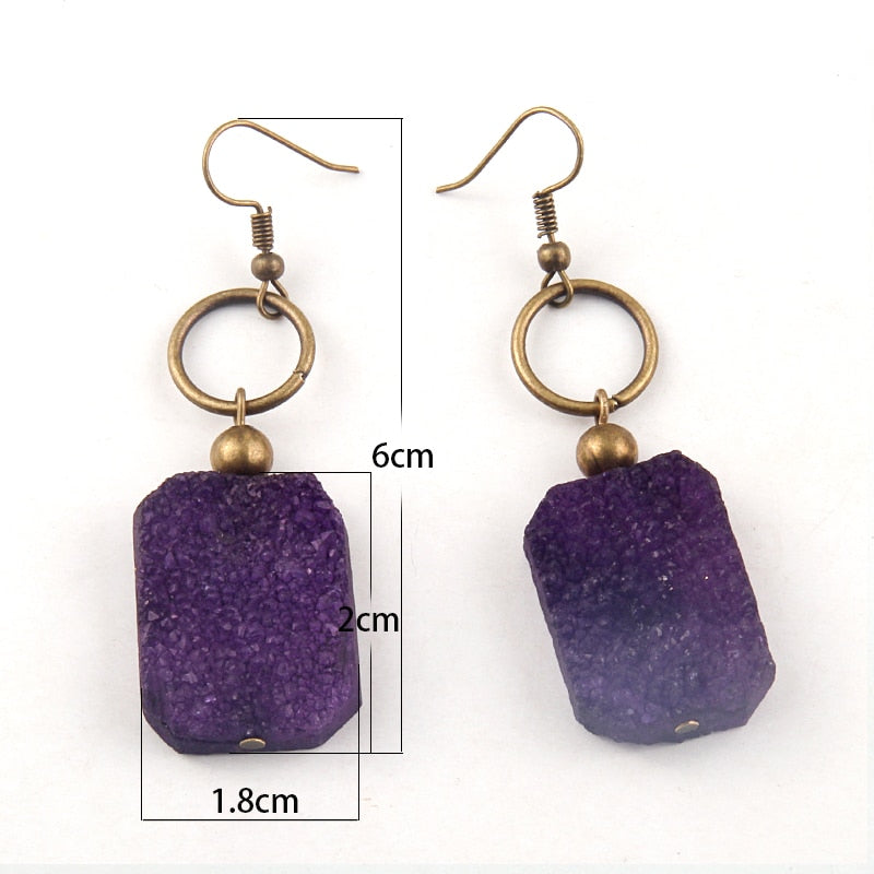 Boho Earrings, RH Dangle Earrings, Druzy Ice