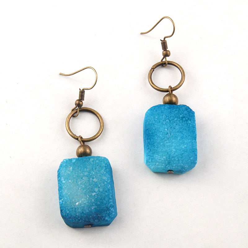 Boho Earrings, RH Dangle Earrings, Druzy Ice