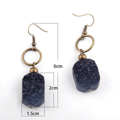 Boho Earrings, RH Dangle Earrings, Druzy in Black, White, Purple