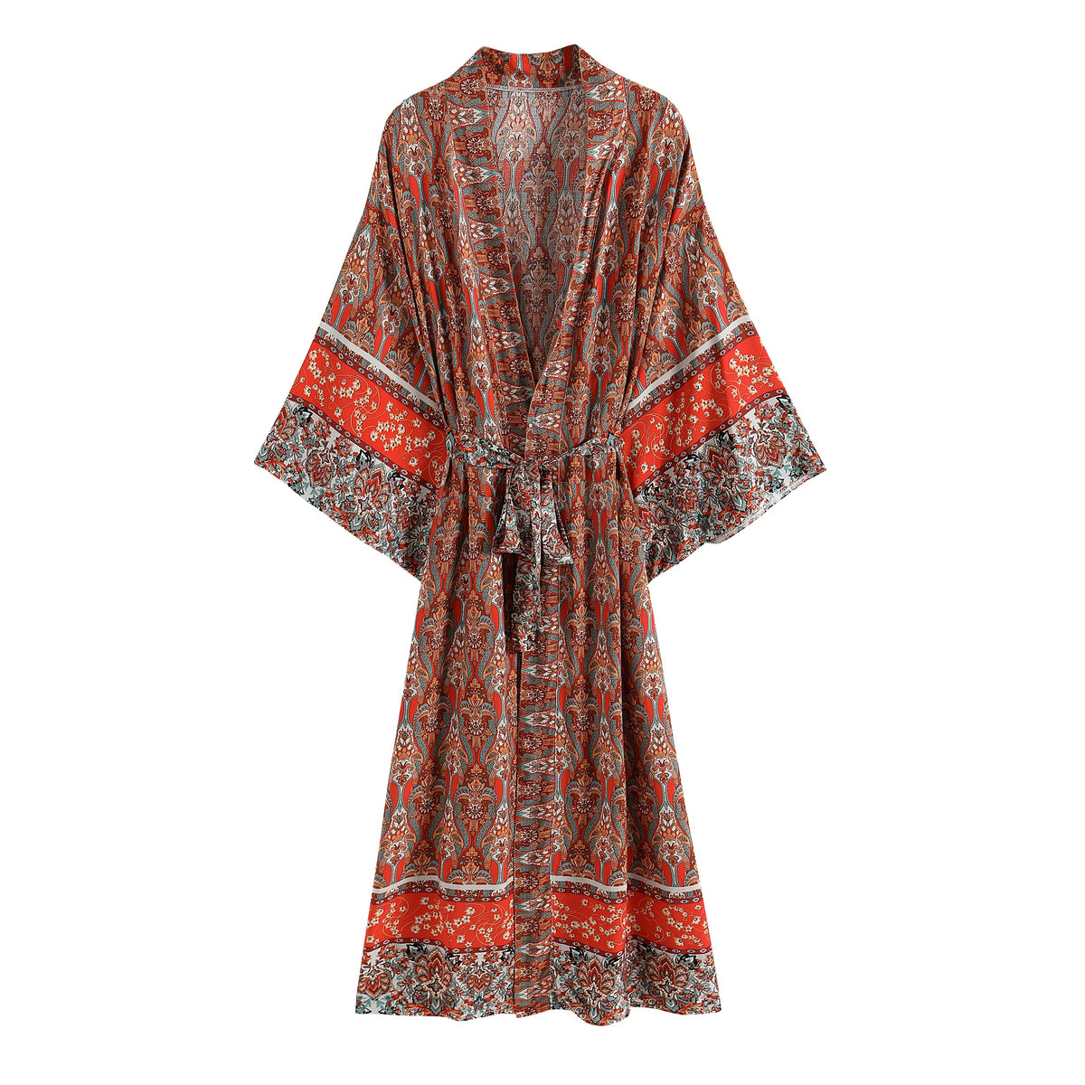 Boho Robe, Kimono Robe,  Beach Cover up, Red Egyptian Star