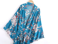 Boho Robe, Kimono Robe,  Beach Cover up, Blue Sea Holly