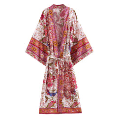 Boho Robe, Kimono Robe,  Beach Cover up, Pink Amary
