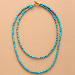 Boho Necklace, Turquoises 2 Layers Chokers Necklace