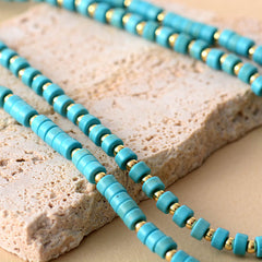 Boho Necklace, Turquoises 2 Layers Chokers Necklace
