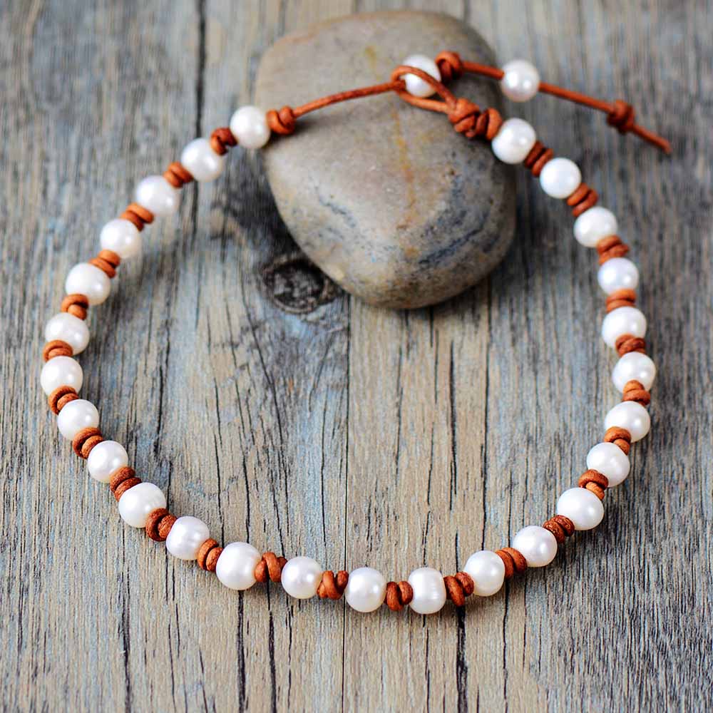 Boho Necklace, Chokers Pearl Knot